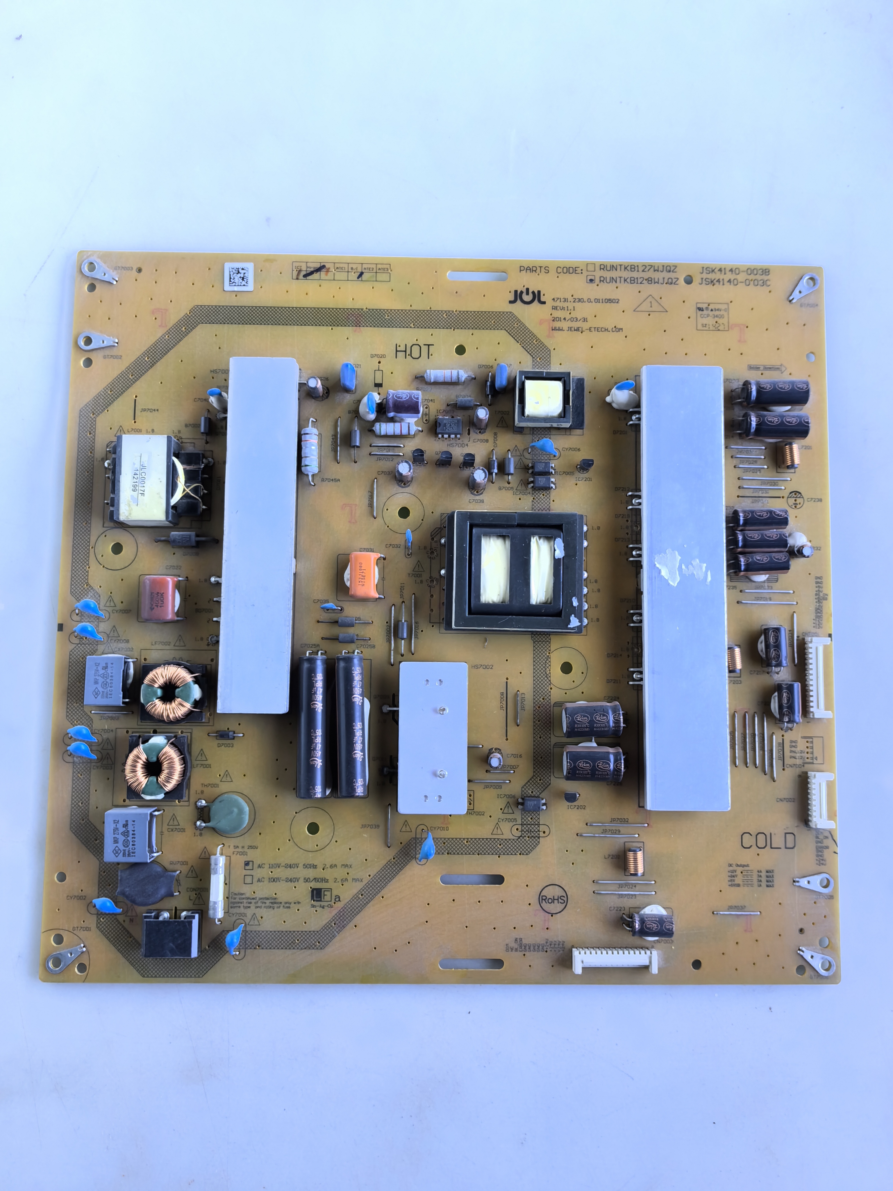 夏普LCD-50U1A/DS80A电源板RUNTKB128WJQZ JSK4140-003C