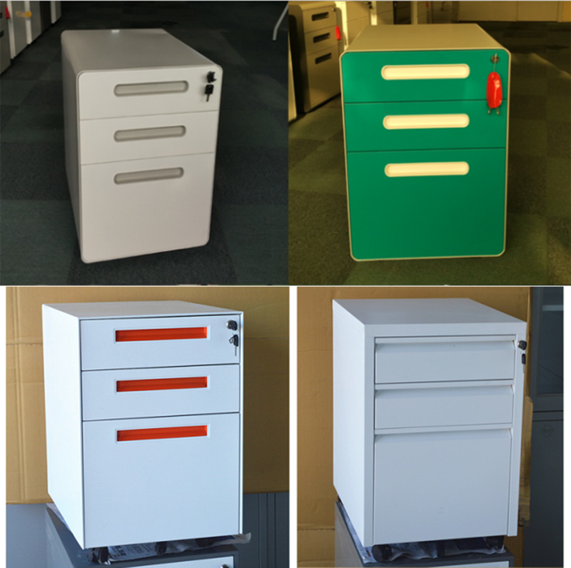 上海活动柜储物柜抽屉柜移动铁皮柜钢制柜三抽办公柜 彩色文件柜