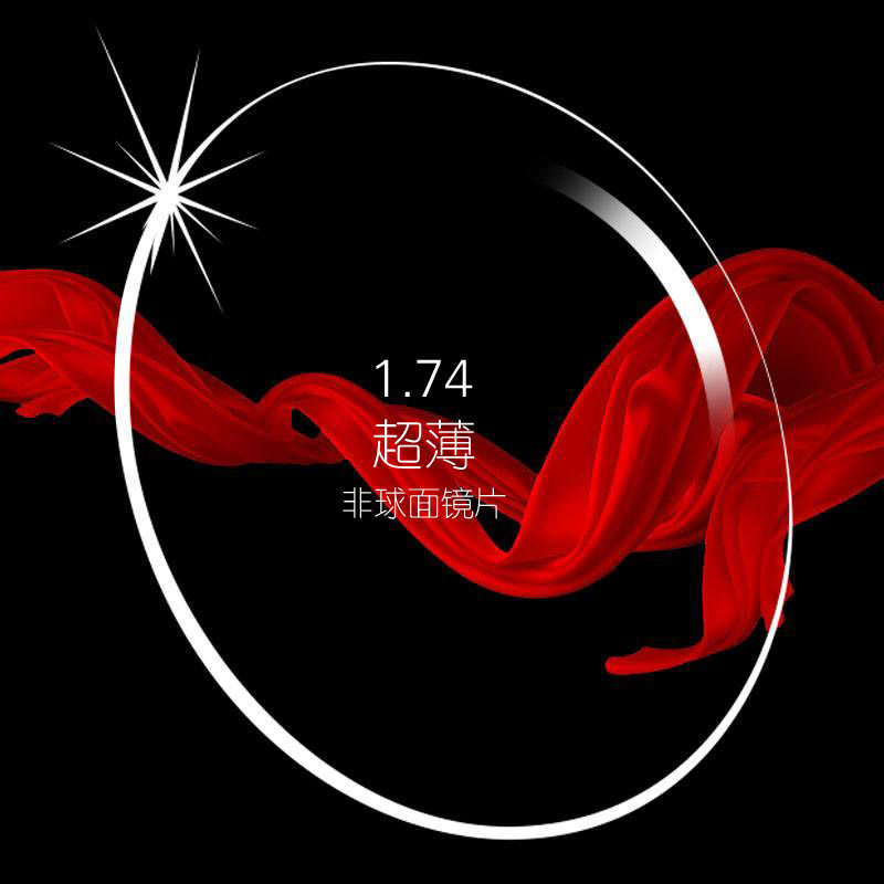 1.74非球面超薄防辐射防蓝光加硬绿膜配近视眼镜片高度数定制 2片