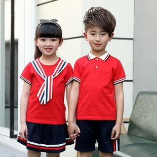 毕业服运动服 夏季 儿童班服短袖 幼儿园园服小学生男女校服纯棉套装