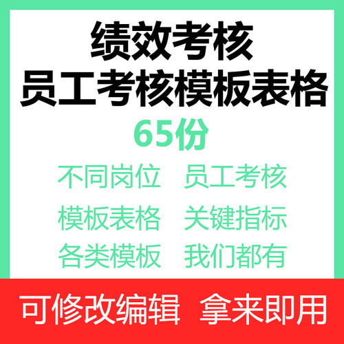 绩效考核表格员工excel关键指标模板人力资源年度工作效率素材体