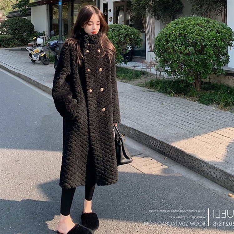 2023秋冬新款羊羔毛大衣羊剪绒皮毛一体皮草外套女中长款毛毛上衣
