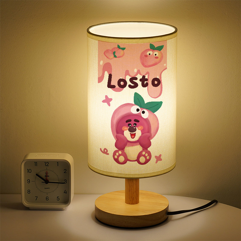 草莓熊床头灯卡通可爱个性小夜灯女孩高颜值创意小台灯女生LED灯