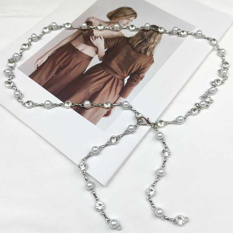 2026新款珍珠水钻腰链女配裙子装饰连衣裙收腰金属链条百搭腰带潮