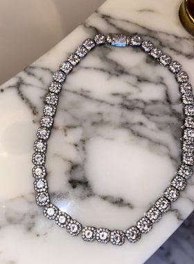 popbonnie饰品挂饰银色满钻项链