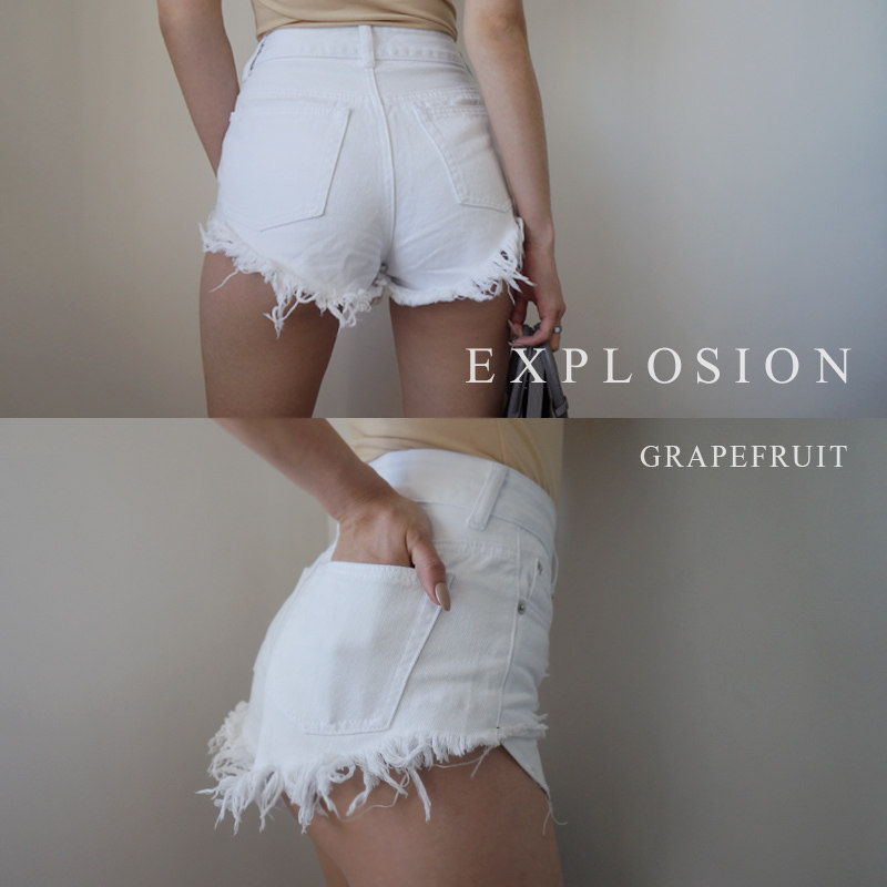 新款破洞欧美长腿破烂高腰短裤