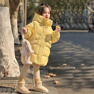 女童羽绒棉服加厚中长款儿童冬装2026中大童新款洋气女孩外套冬季