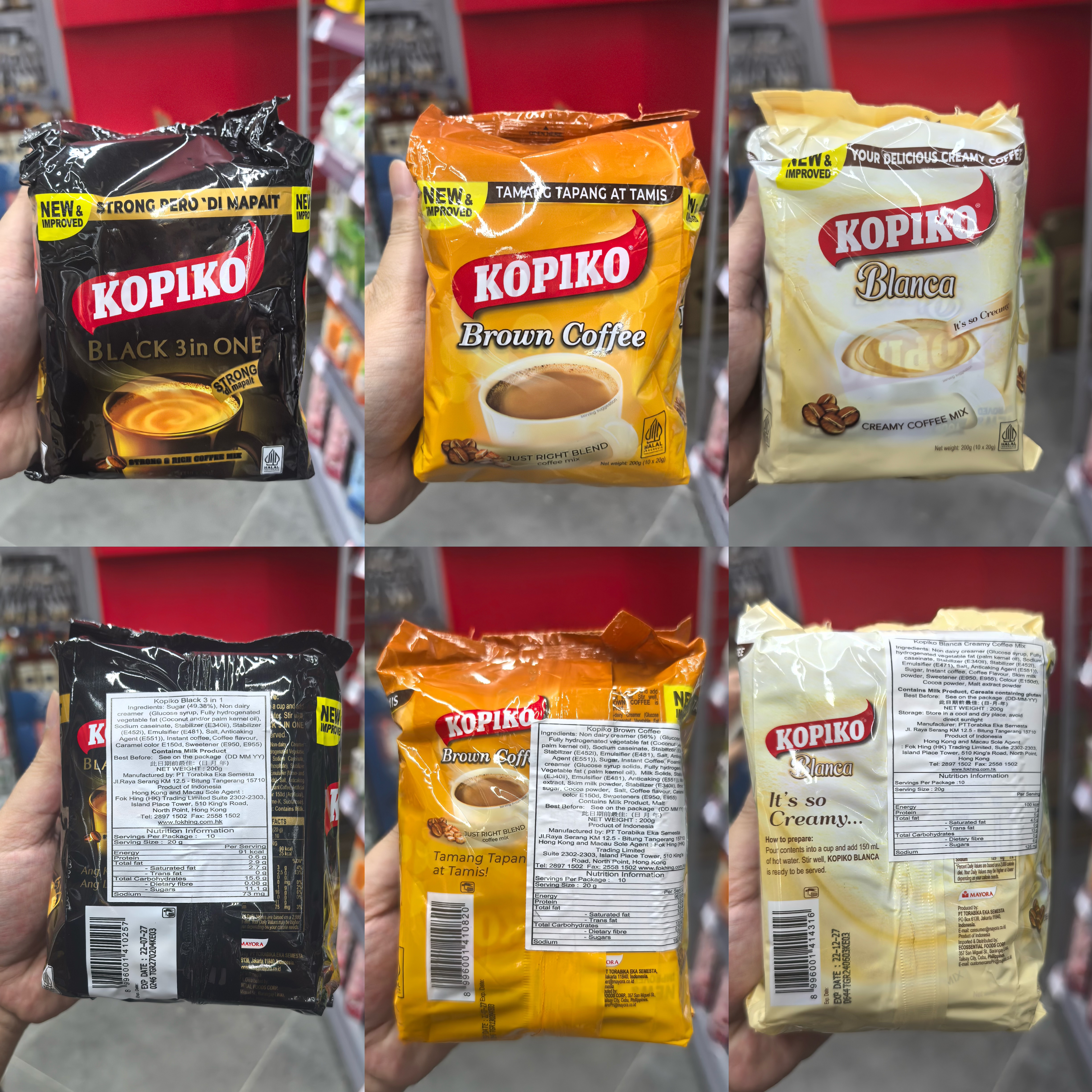 代购 印尼进口KOPIKO可比可黄糖咖啡/白咖啡3合1即冲咖啡10袋装
