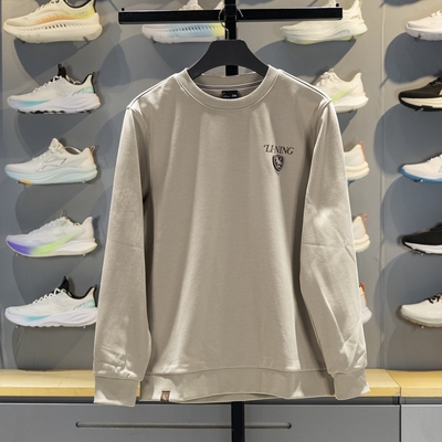 李宁男子圆领加绒保暖套头卫衣