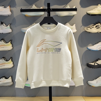 李宁儿童圆领加绒保暖套头卫衣