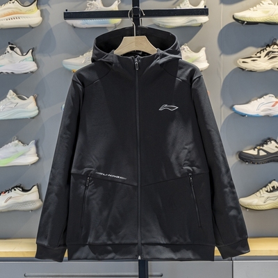 李宁男子连帽加绒保暖开衫卫衣