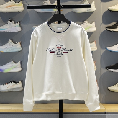 李宁女子圆领加绒保暖套头卫衣