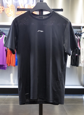 李宁T恤2024夏季新款男子健身系列排湿速干短袖上衣ATSU425