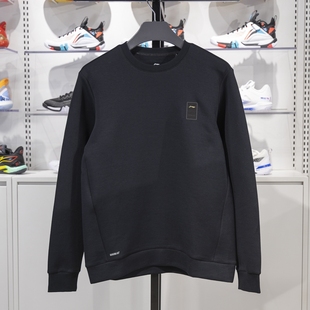 李宁男子卫衣2024冬季 健身系列圆领针织保暖套头上衣AWDU575 新款