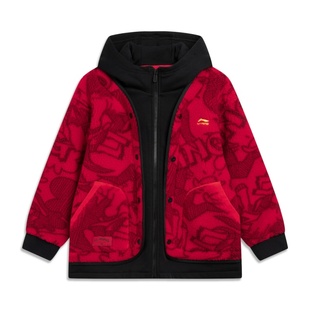 李宁儿童休闲外套2026春季 男女小大童宽松保暖外套YFDW075 新款