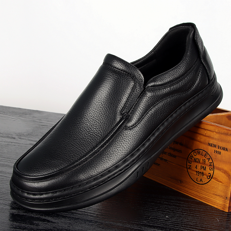 外贸男鞋牛皮男士皮鞋真皮透气日常商务休闲鞋一脚蹬圆头宽脚男鞋,流行男鞋,休闲皮鞋,淘宝优惠券,粉丝福利购,淘宝优惠卷