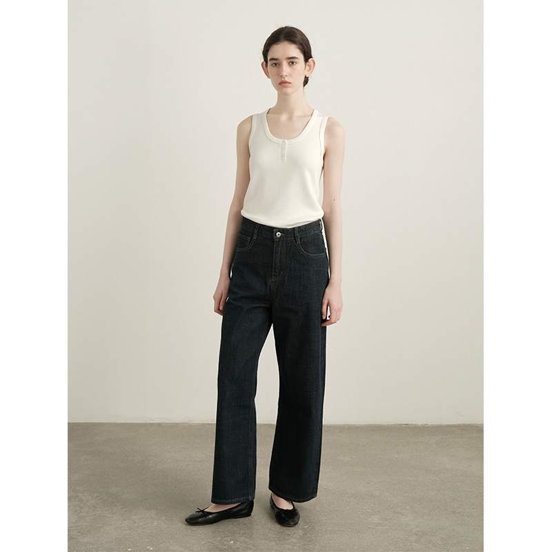 高腰复古LINHOUSE长裤休闲牛仔裤