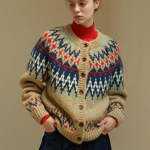 LINHOUSE小众费尔岛毛衣开衫外套