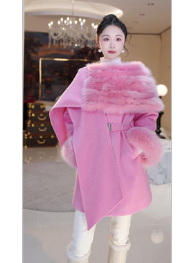 【梦中情衣】时尚亮片狐狸毛披肩羽绒服大衣 815519