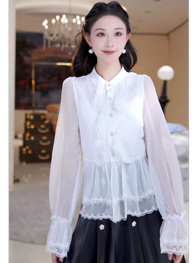 时尚百搭蕾丝花边衬衫815088+815089