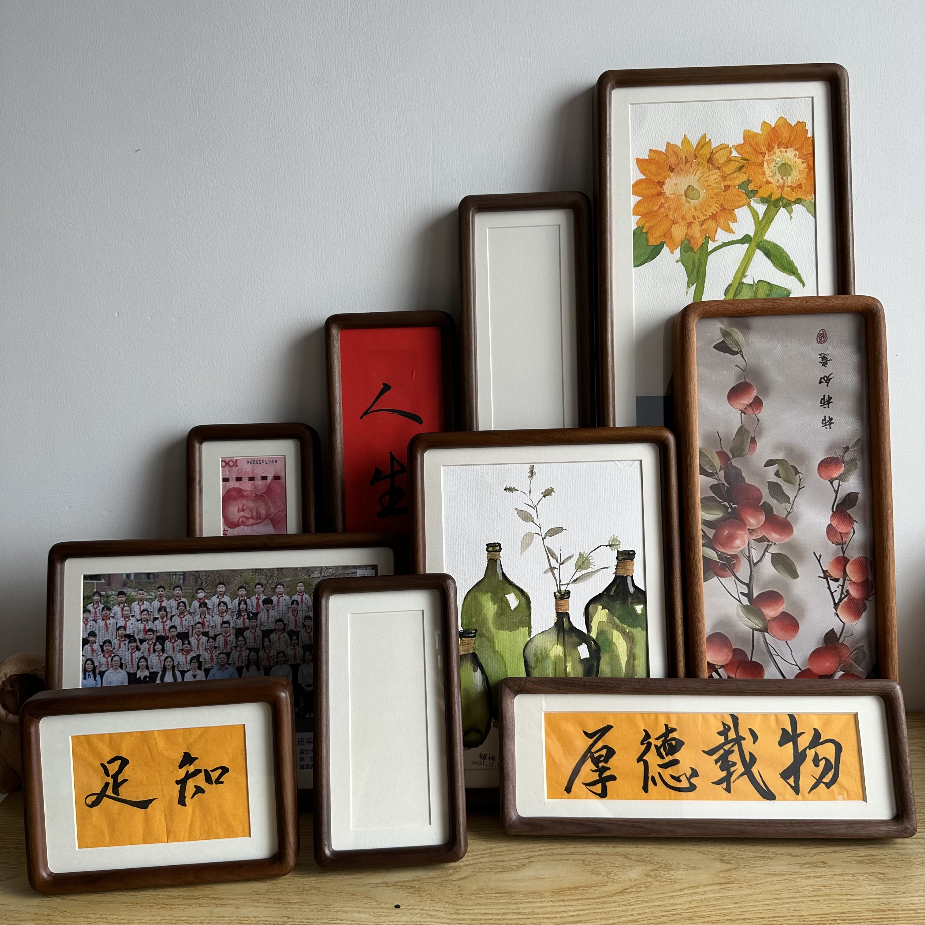 黑胡桃榫卯实木相框圆角长条画框