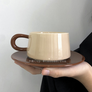 半橘Cup 初秋轻复古咖啡杯碟套装陶瓷拿铁杯高颜值下午茶水杯