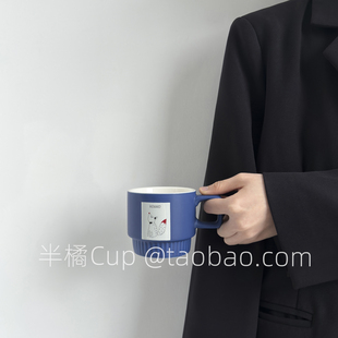 半橘Cup 限定小狐狸卡通图案设计马克杯高级感下午茶水杯伴手礼
