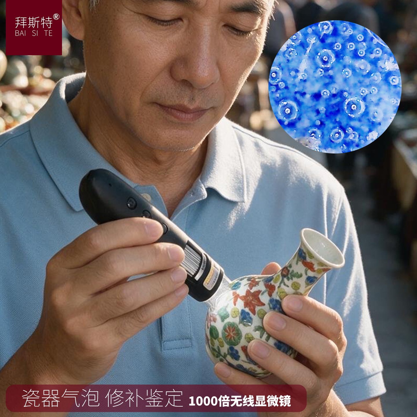 1000倍WiFi电子数码显微镜鉴定烟酒看拔帽喷码针眼带灯便携放大镜