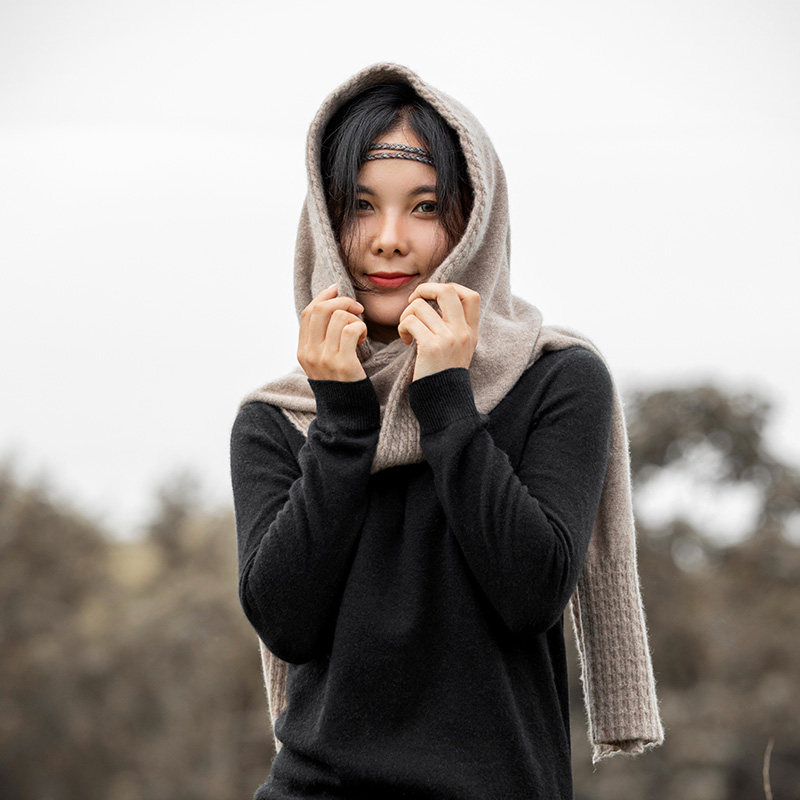 时尚帽子女冬新款绞花羊绒帽子围巾一体加厚针织连帽围脖两用保暖,服饰配件/皮带/帽子/围巾,帽子,淘宝优惠券,粉丝福利购,淘宝优惠卷