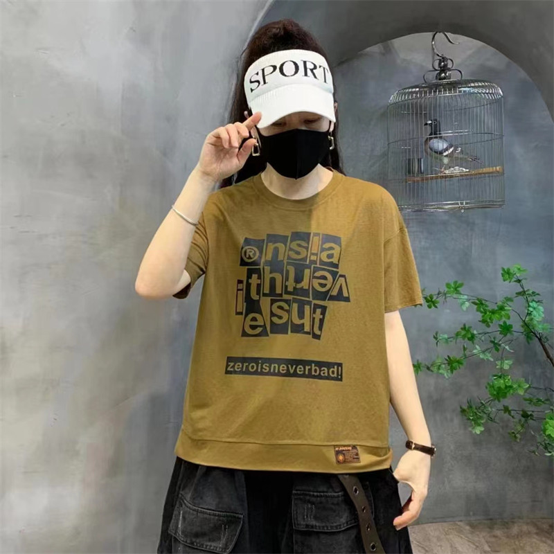 短袖洋气休闲减龄字母印花女T恤