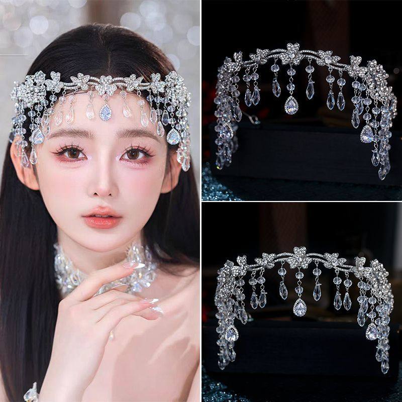 新娘皇冠头饰合金水钻额链结婚王冠生日发饰派对额链热卖饰品
