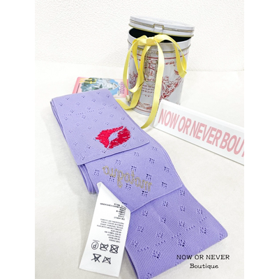 清仓 MOTOGUO 紫色羊毛细长 女士围巾复古设计感小众