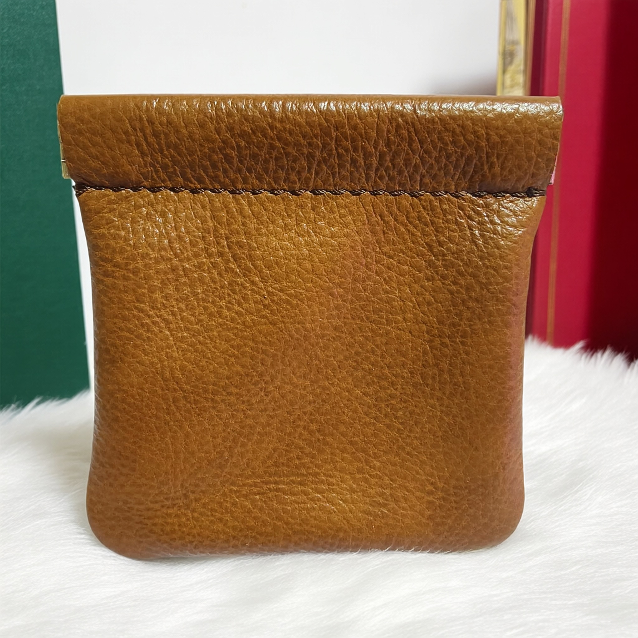 头层牛皮迷你零钱包女男弹簧