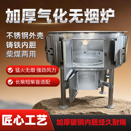 商用家用加厚无烟气化柴煤两用炉