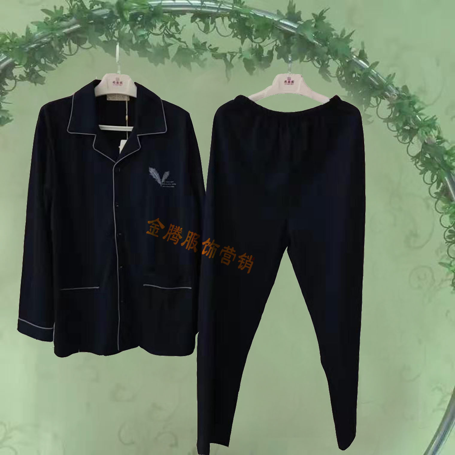 莉安琪正品专柜春秋季新款长袖裤百分纯棉男士睡衣家居服套装