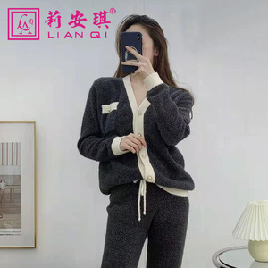 莉安琪珊瑚绒前扣系绳包邮睡衣