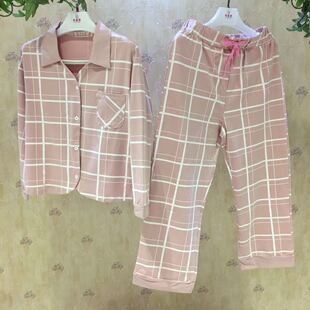 莉安琪正品专柜春夏格子印花女神睡衣奥黛尔修身韩版显高套装