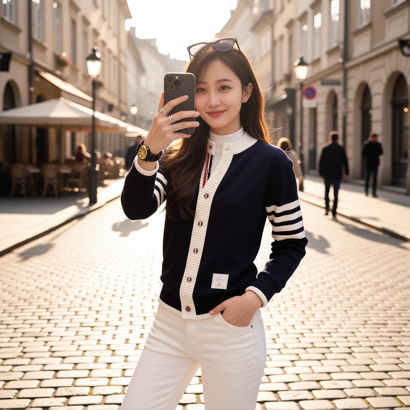 高档秋冬欧货圆领时尚针织开衫外套男士潮流百搭保暖毛衣男装2363