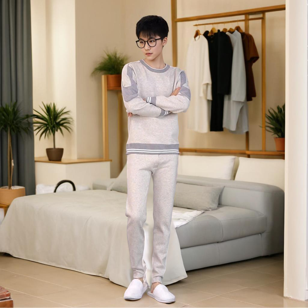 加绒加厚保暖套装男大童冬季秋衣秋裤套装加绒初高中生内衣打底衫