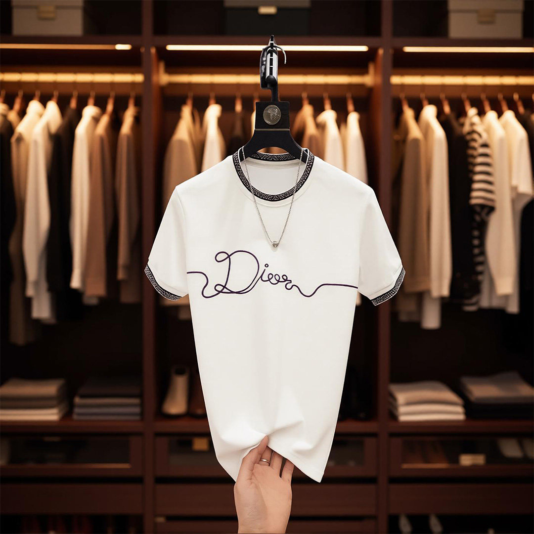 2026主流爆版冬季新款短袖轻奢3D刺绣时尚圆领T恤百搭半袖潮流行,男装,T恤,淘宝优惠券,粉丝福利购,淘宝优惠卷