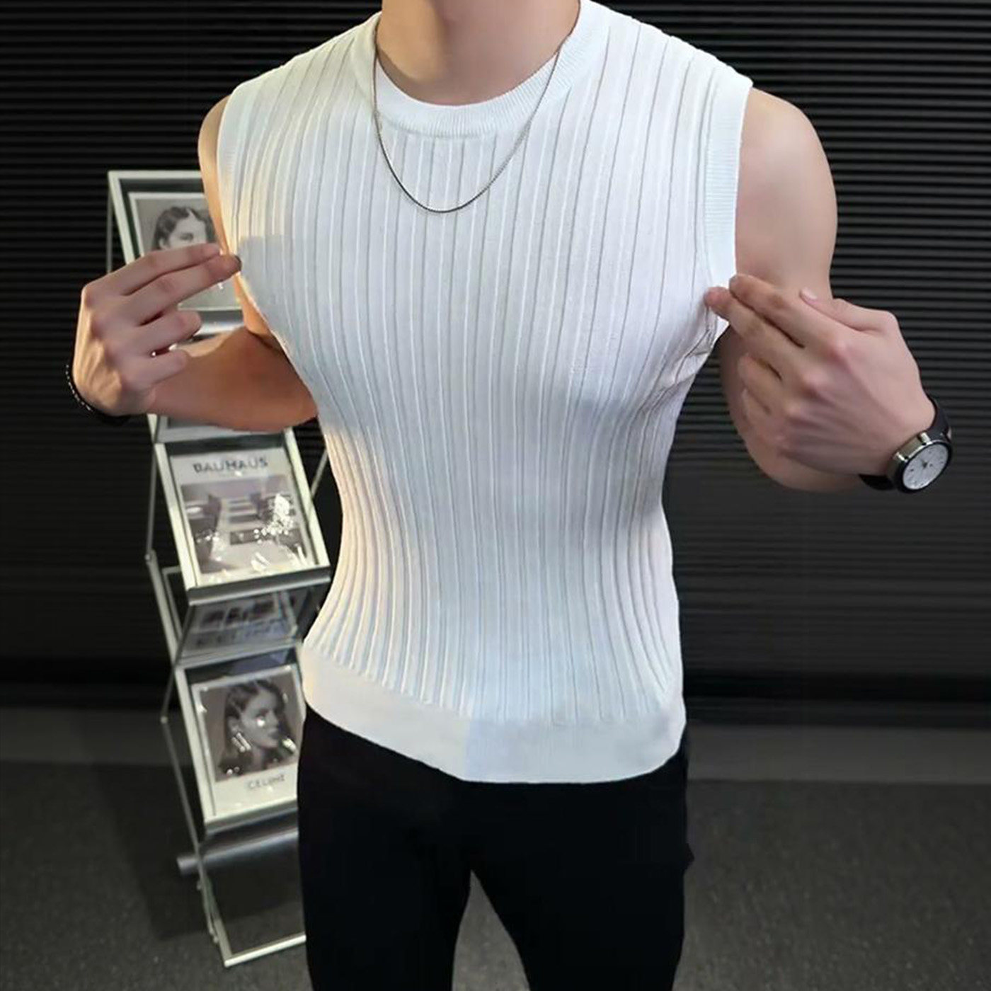 夏季薄款时尚百搭无袖恤男款2026新款马甲夏天舒适背心男女8538图片