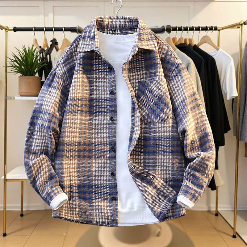 【衬衫穿搭】长袖格子衬衫男春秋季潮流百搭衬衣外套