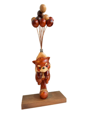 冰冷森林飞宠环游记木质气球小熊猫小浣熊原木风手作桌面装饰摆件