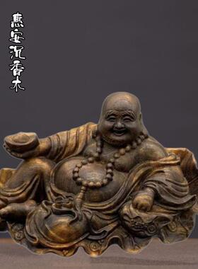 芽庄沉香木雕招财弥勒佛像保平安家居汽车摆件木质笑佛工艺装饰品