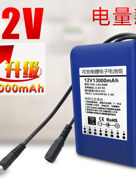 12V 摄像头电池路灯LED灯展柜灯锂电池组扩音器18650大容量小体积