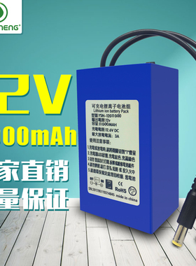 12V锂电池11000毫安mah大容量18650芯LED灯带音响监控可充电电池
