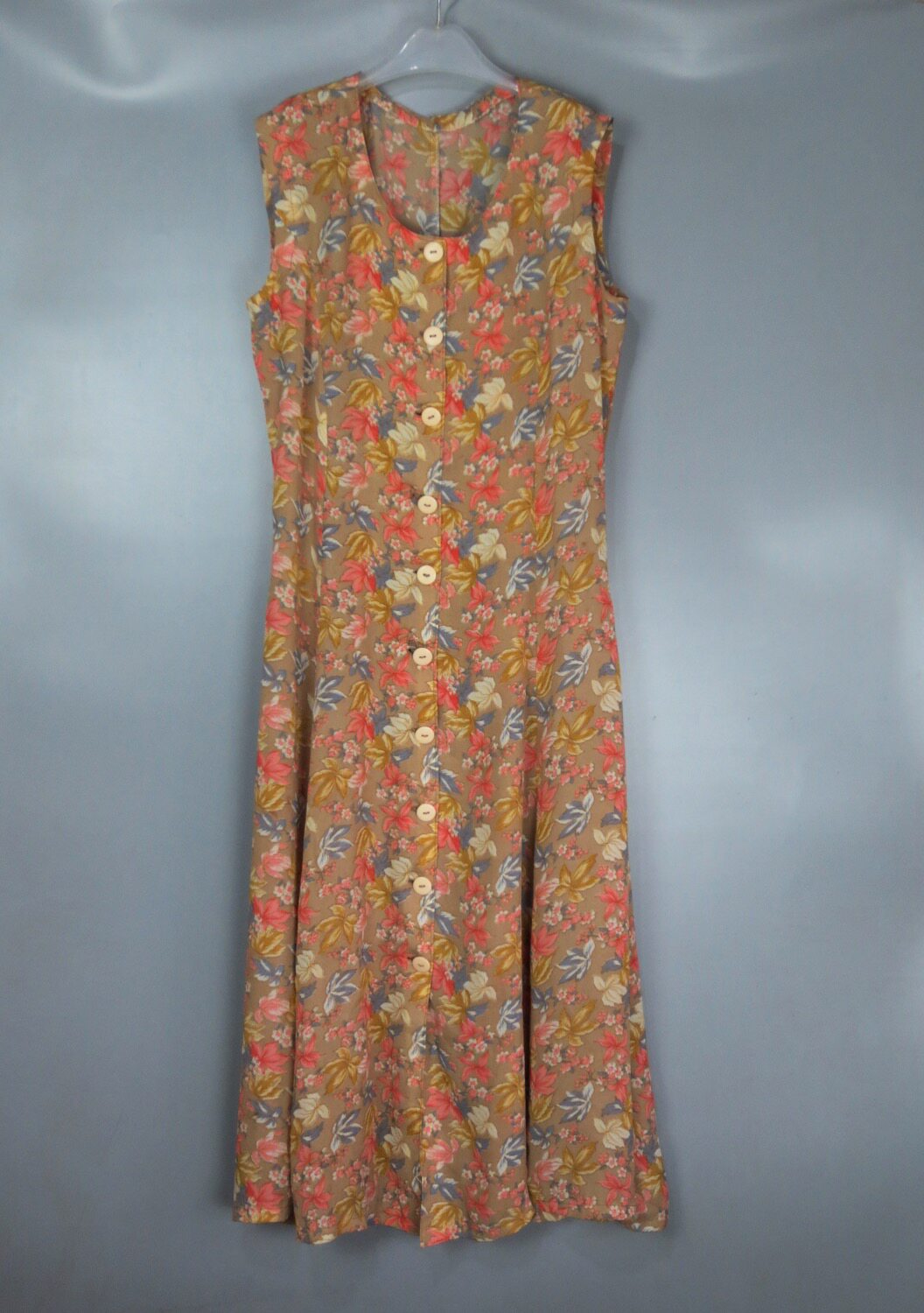 vintage 古着正品80年代中古红色碎花无袖开衫系带收腰长款连衣裙