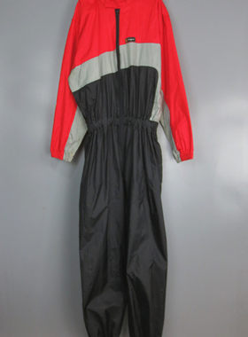 Vintage 古着正品中古红黑灰撞色Disco霹雳舞嘻哈赛车薄款连体服