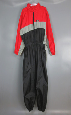 Vintage 古着正品中古红黑灰撞色Disco霹雳舞嘻哈赛车薄款连体服