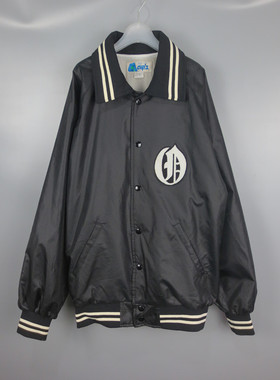 Vintage 古着正品中古黑色嘻哈街头涂鸦说唱运动校服棒球衫夹克